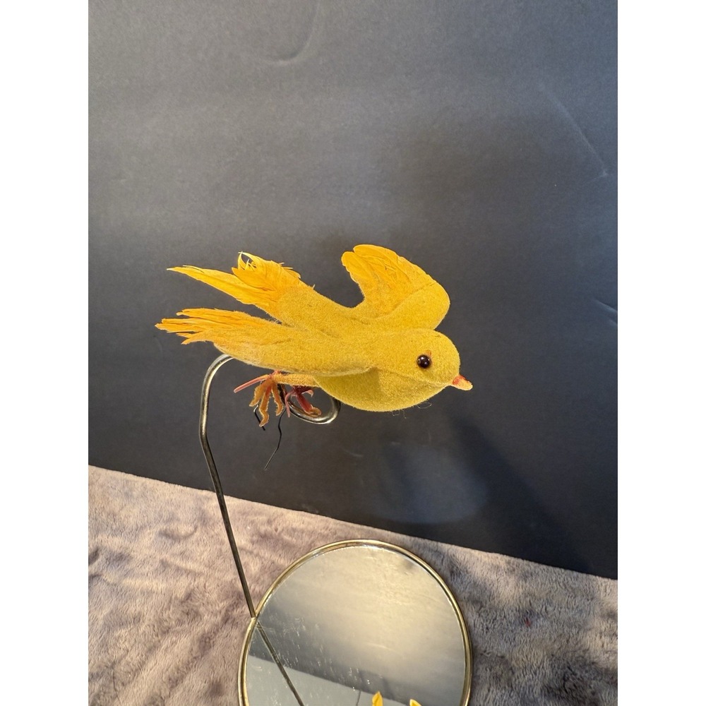 Vintage Christmas Yellow Bird  Ornament Pick‎  Rustic Cottage Holiday